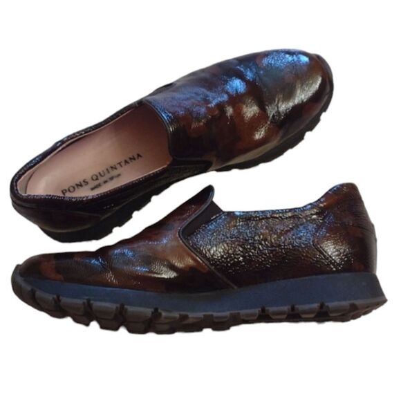Pons Quintana patent leather loafer brown camo Made in Spain size 10.5 - Picture 1 of 10